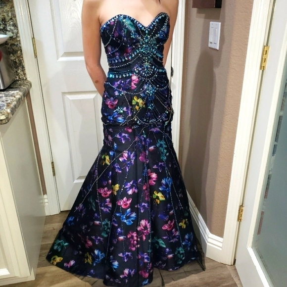 ELLIE Wilde mermaid sparkly sequin beaded prom wedding ball formal dress… - Picture 3 of 17